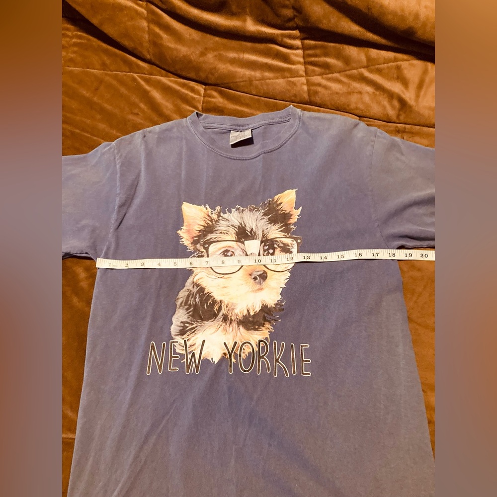 Blue 'New Yorkie' Graphic T-Shirt, comfort colors brand, size medium - Picture 4 of 5